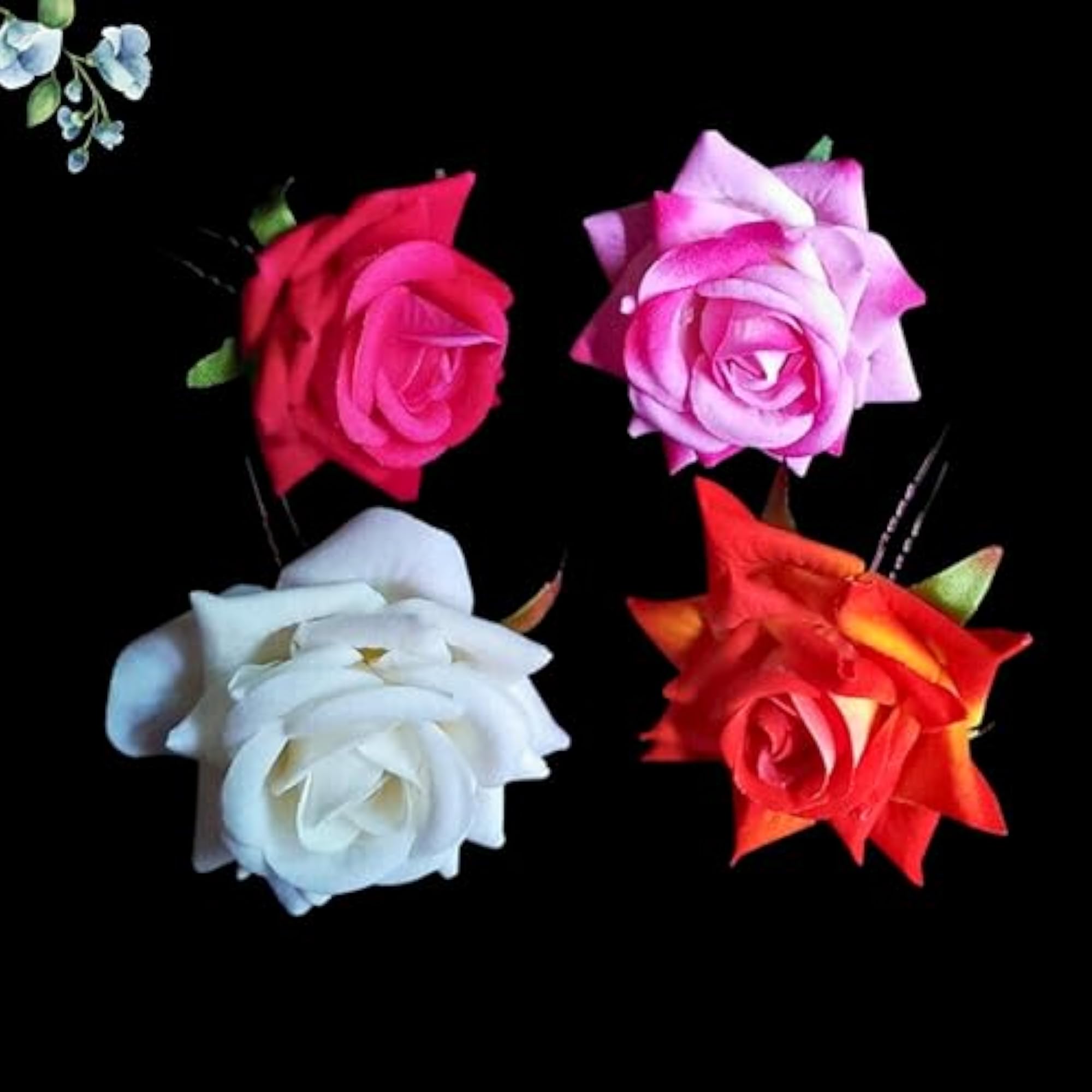 Artificial Red Rose Flower Hair Clip Juda Pin